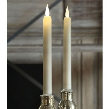 Flameless Taper Candle Set of 2 - 9 Inch Warm White Flame Timer