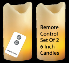Set of 2 Remote Control Flameless Candles 3 x 6 Inch With Timer