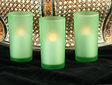 Flameless Green Glass Votive Set Of 3