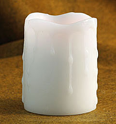 Flameless White Unscented Drip Candle 3x4 with Dual Timer