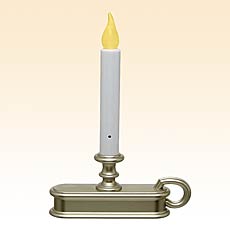 Traditional Pewter Flameless Window Candle Steady On Amber